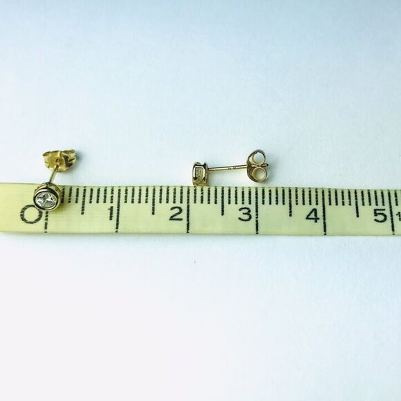 14k earrings gold stud earrings simple earrings minimalist earrings CZ earrings - Picture 6 of 8
